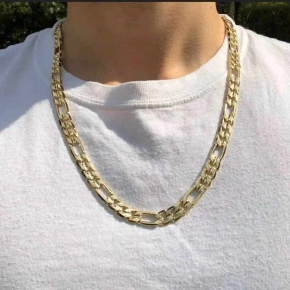 14k Gold 24in 10mm Figaro Textured Chain